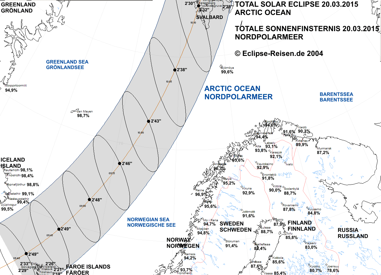 Verlauf der Zentralzone &uuml;ber dem Nordpolarmeer